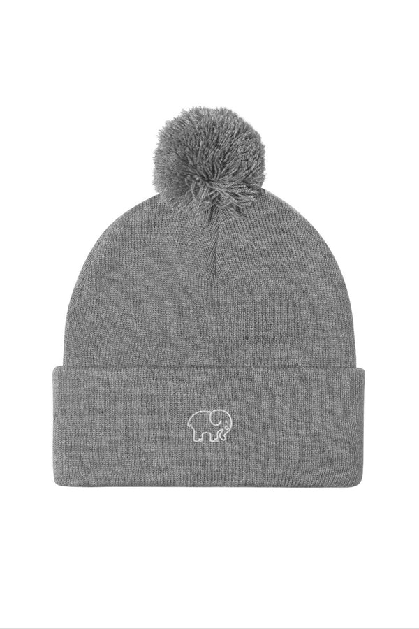 La-El All Gray Wool & Angora Detachable Pom Pom Beanie Hat (Gray POM) La-El All Gray Wool & Angora Detachable Pom Pom Beanie Hat  main image 2