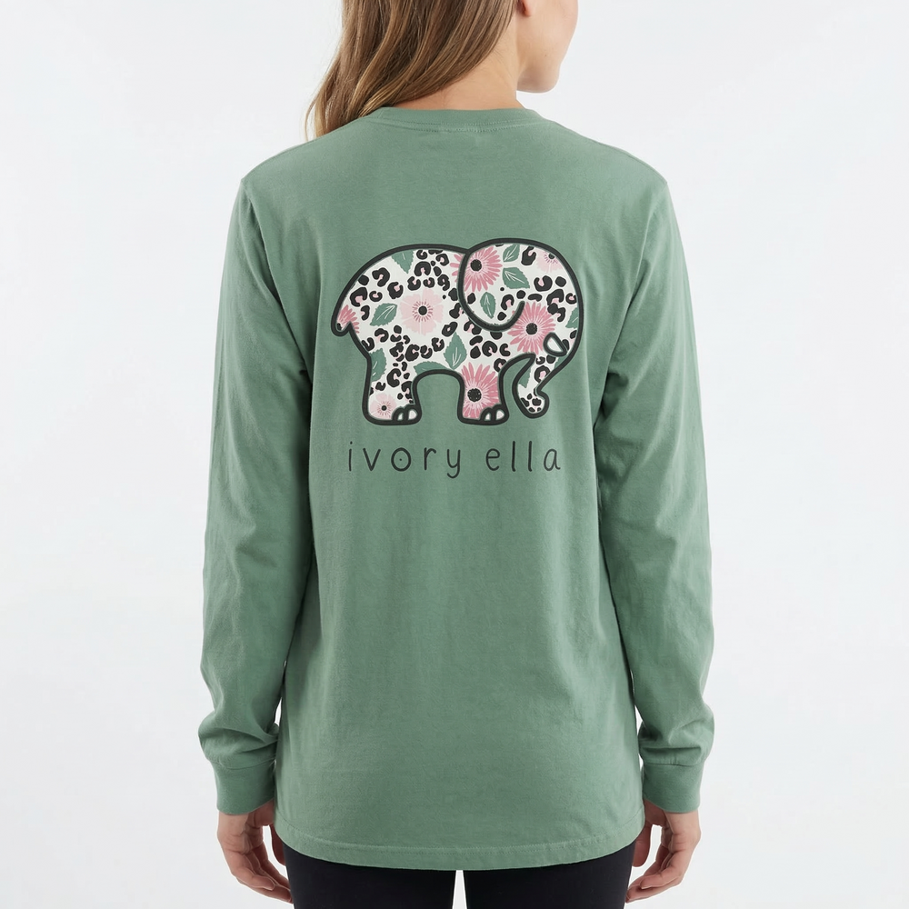 Cheetah Florals Garment-dyed Heavyweight Long-sleeve Shirt