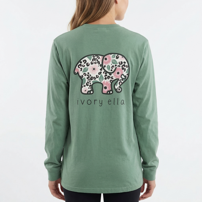 Cheetah Florals Garment-dyed Heavyweight Long-sleeve Shirt