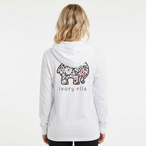 Cheetah Florals Hooded long-sleeve tee – Ivory Ella