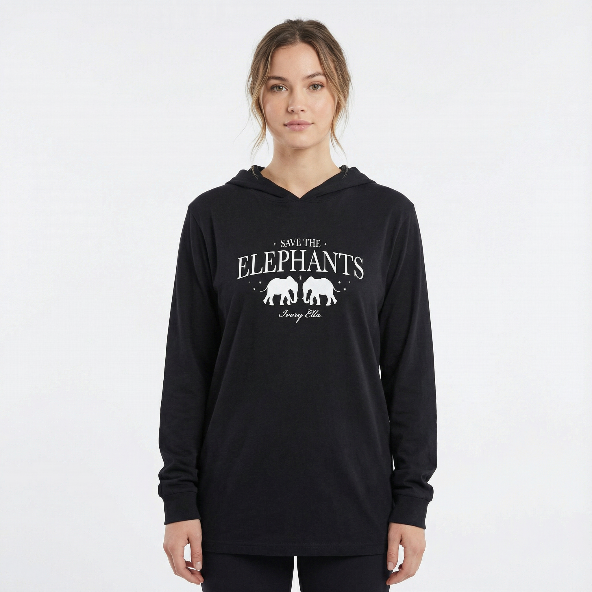 Save The Elephants Hooded Long-sleeve Tee