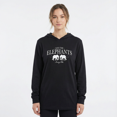 Save The Elephants Hooded Long-sleeve Tee