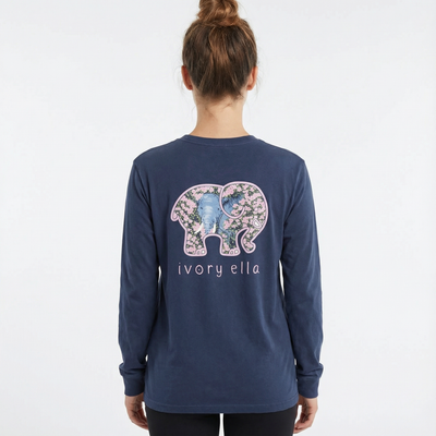 Floral Elephant Heavyweight Long-sleeve Shirt