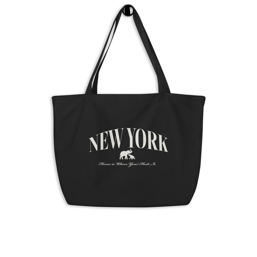 Home Is Where Your Herd Is NYC Large Organic Tote Bag