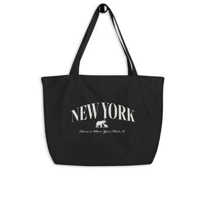 Home Is Where Your Herd Is NYC Large Organic Tote Bag