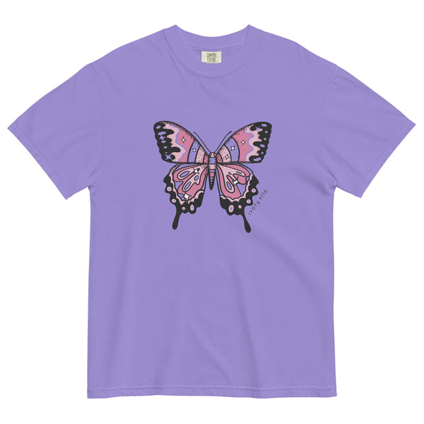 Mystic Butterfly Unisex Heavyweight T shirt Ivory Ella