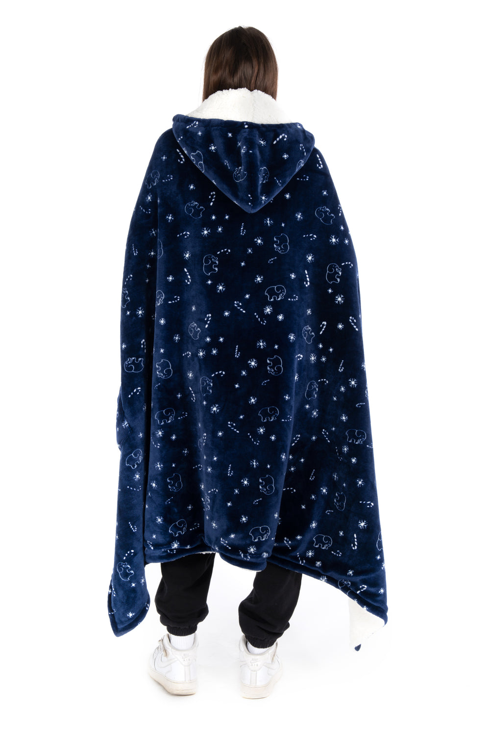 Candy Cane Ella Hoodie Sherpa Blanket