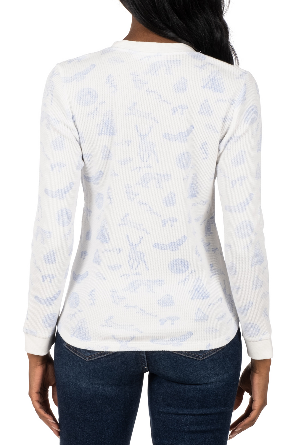 Cozy Cabin Print Waffle Long Sleeve T-Shirt