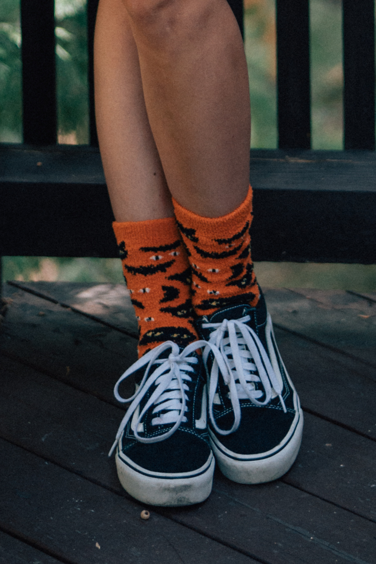Halloween Cats Fuzzy Knit Socks