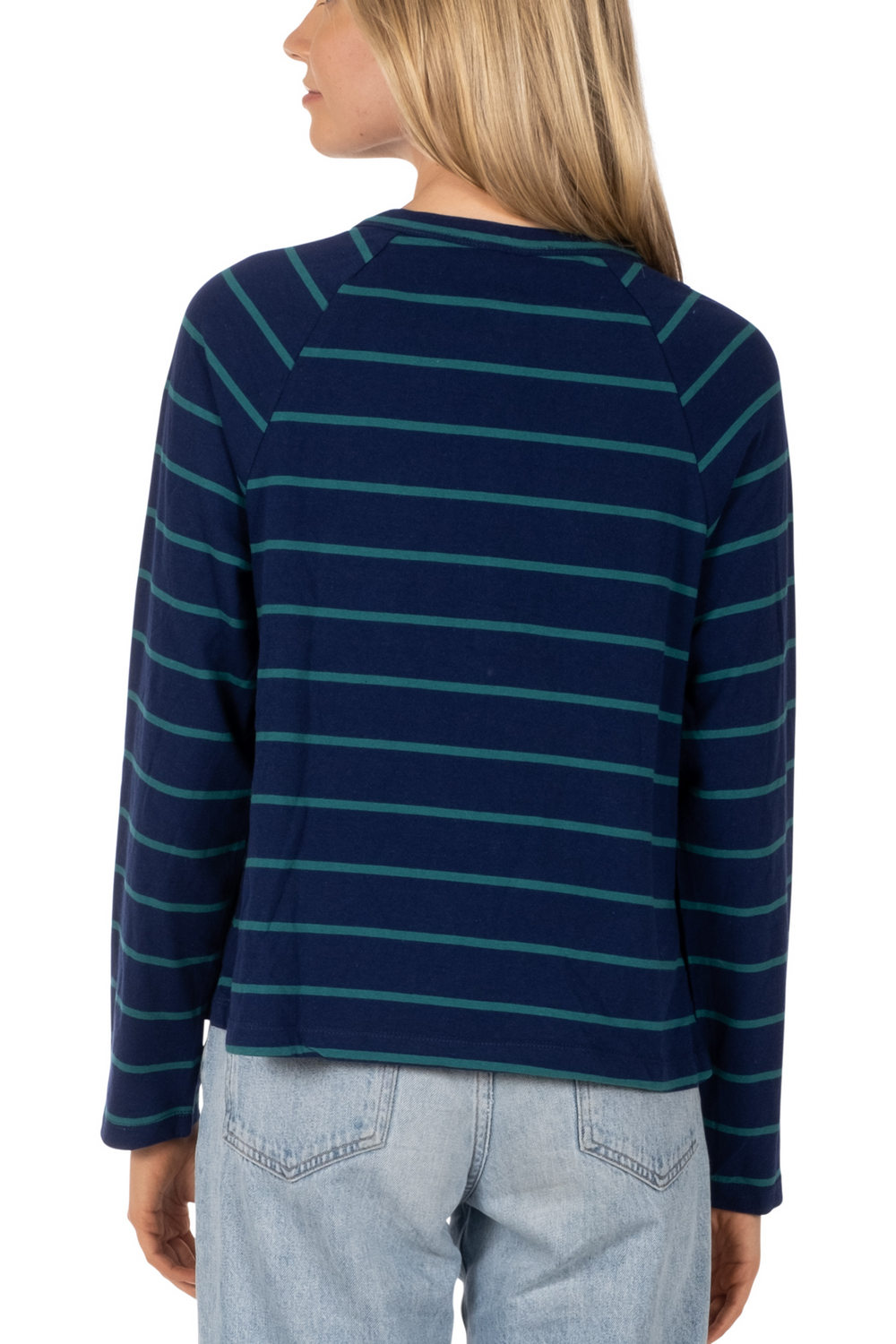 Navy Stripe Henley Long Sleeve T-Shirt – Ivory Ella